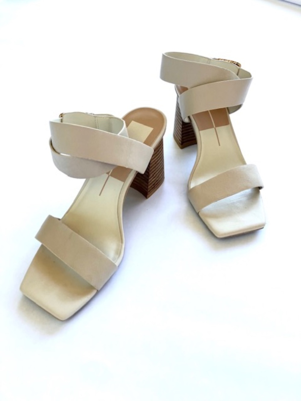 Dolce Vita Nude Sandals with Ankle Strap.